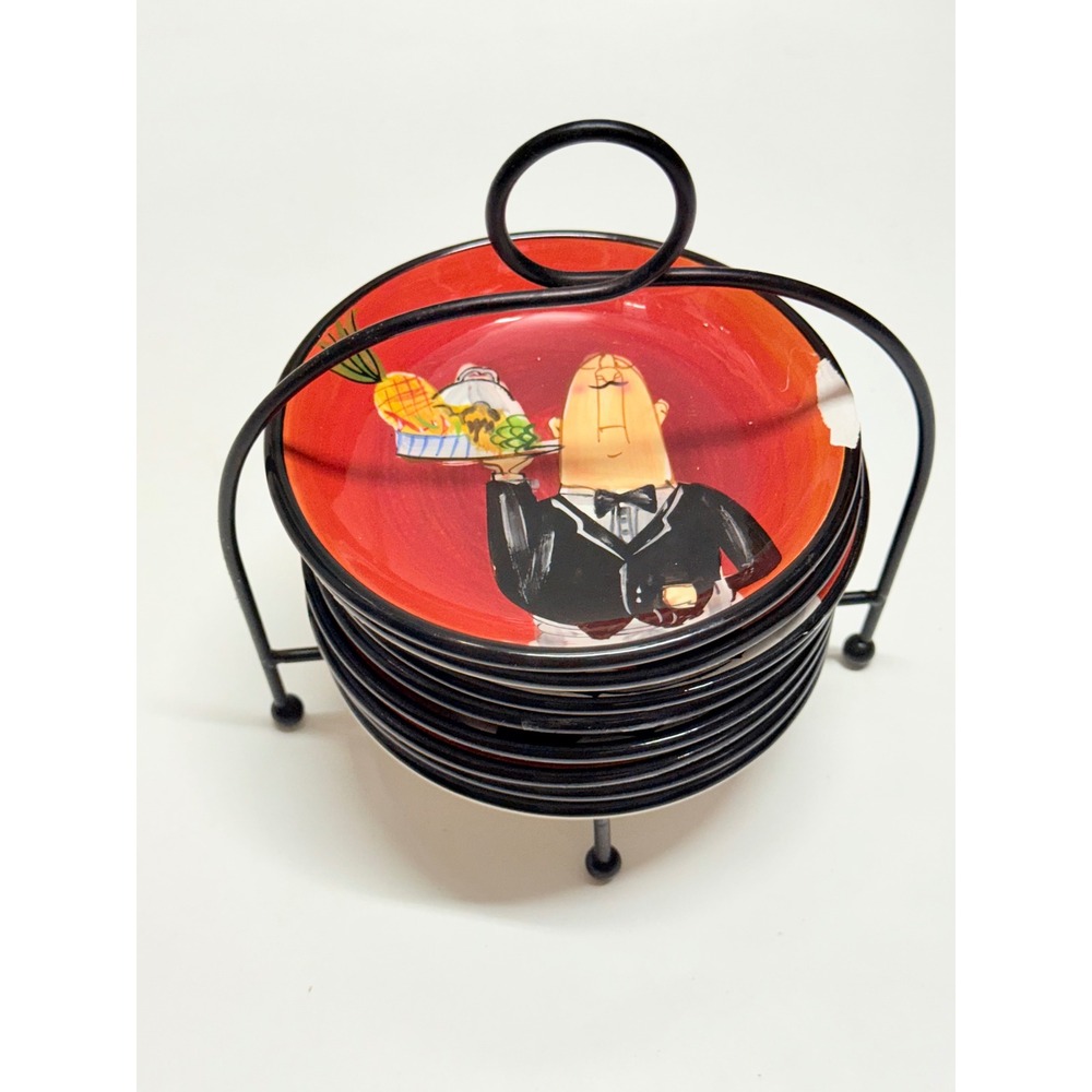 Certified International Tracy Flickinger Waiter Appetizer Plates Set of 8 Rack